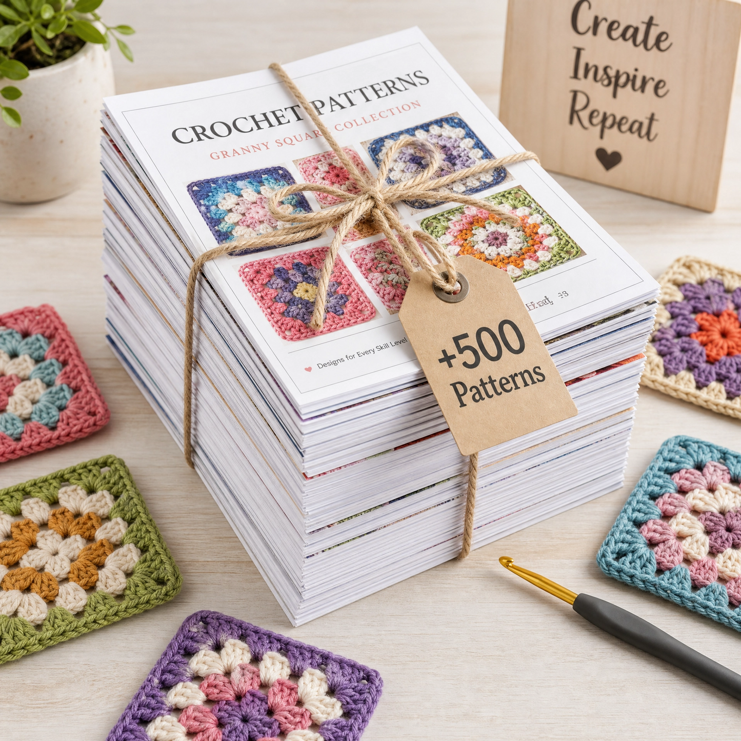 500+ Ultimate Granny Square Crochet Pattern Bundle | Mega Digital Download | Instant PDF | Beginner Friendly Afghan Blanket Motifs