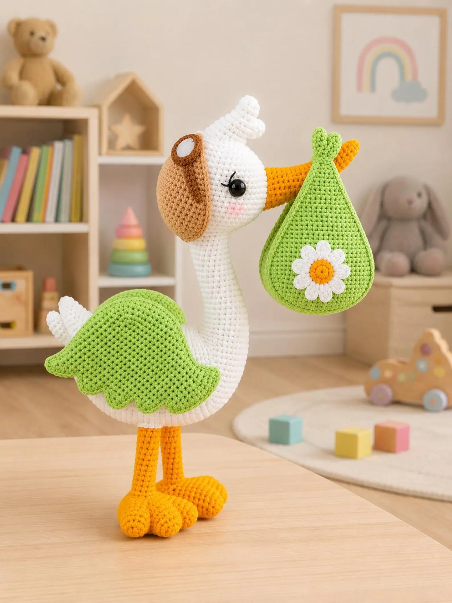 Stork Crochet Pattern PDF, Baby Stork Amigurumi Pattern, Cute Bird Plush Tutorial, Nursery Decor Crochet, Animal Crochet PDF