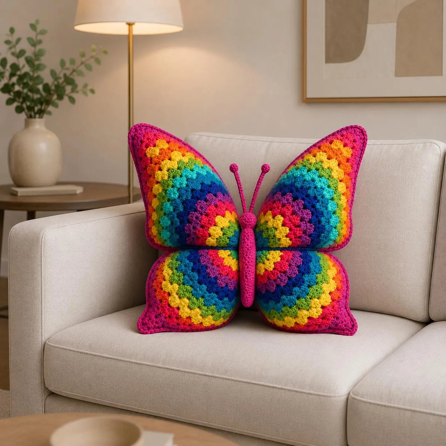 Rainbow Butterfly Pillow Crochet Pattern PDF, Amigurumi Butterfly Plush Tutorial, Colorful Pillow Crochet Pattern Digital Download