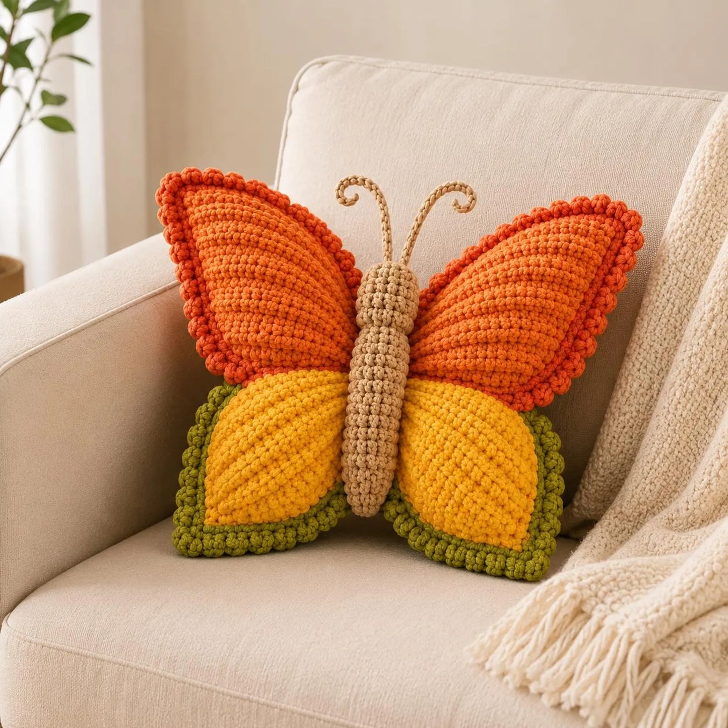 Crochet Butterfly Pillow Pattern PDF, Amigurumi Butterfly Tutorial, Plush Butterfly Crochet Pattern, Digital Download, DIY Nursery Decor