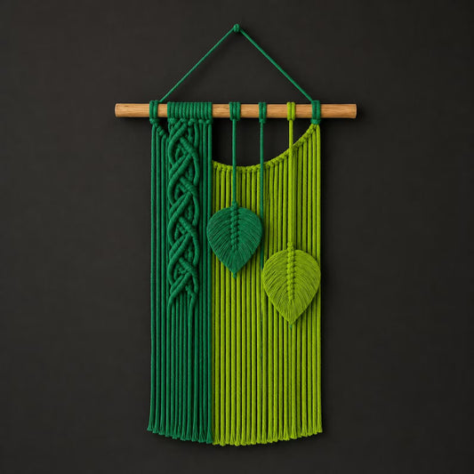 Macrame Leaf Wall Hanging Pattern PDF, Boho Fiber Art Tutorial, Green Leaf Tapestry, Modern Wall Decor, DIY Macrame Pattern