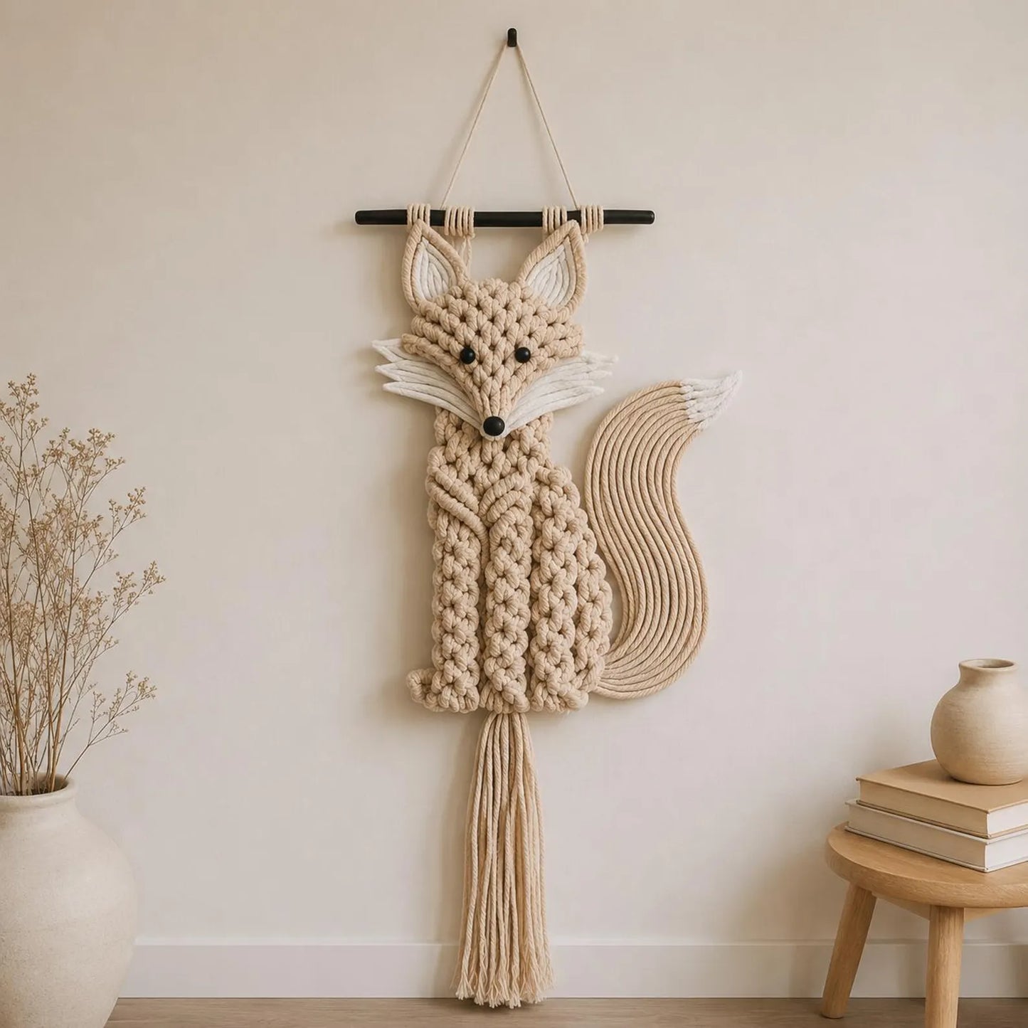 Macrame Fox Wall Hanging Pattern PDF, Boho Animal Macrame Tutorial, DIY Fox Fiber Art, Modern Nursery Wall Decor Pattern