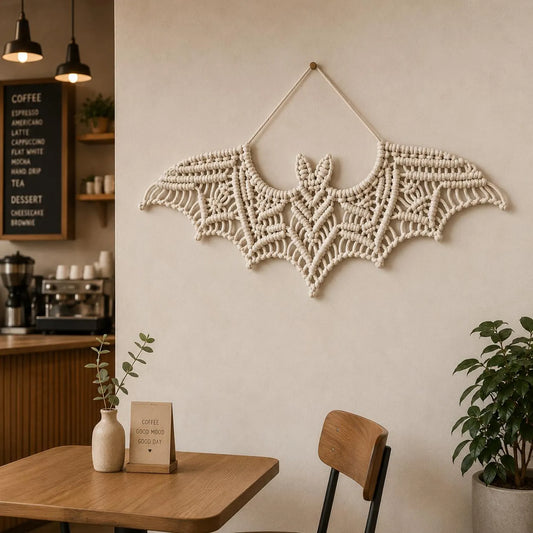 Macrame Bat Wall Hanging Pattern PDF, Crochet Goth Home Decor Tutorial, Halloween Fiber Art, DIY Boho Wall Decor Digital Download