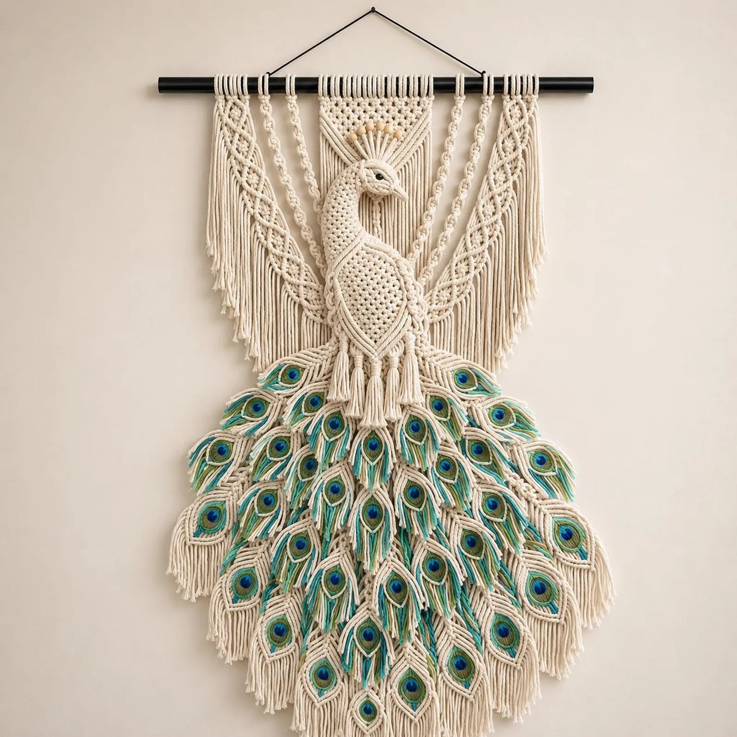 Macrame Peacock Wall Hanging Pattern PDF, Boho Peacock Fiber Art Tutorial, DIY Macrame Bird Decor, Modern Peacock Wall Art Pattern