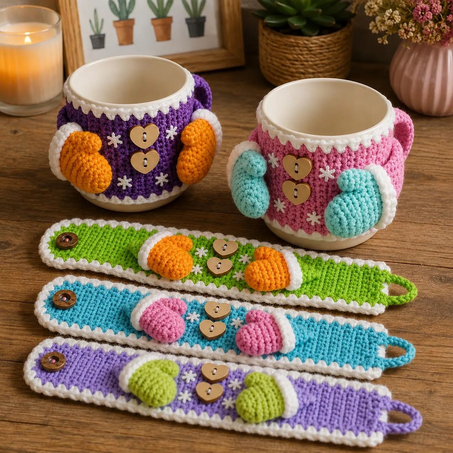 Winter Mitten Mug Cozy Crochet Pattern PDF, Christmas Mug Sleeve Crochet Pattern, Cute Crochet Cup Cozy, Holiday Coffee Cup Holder,