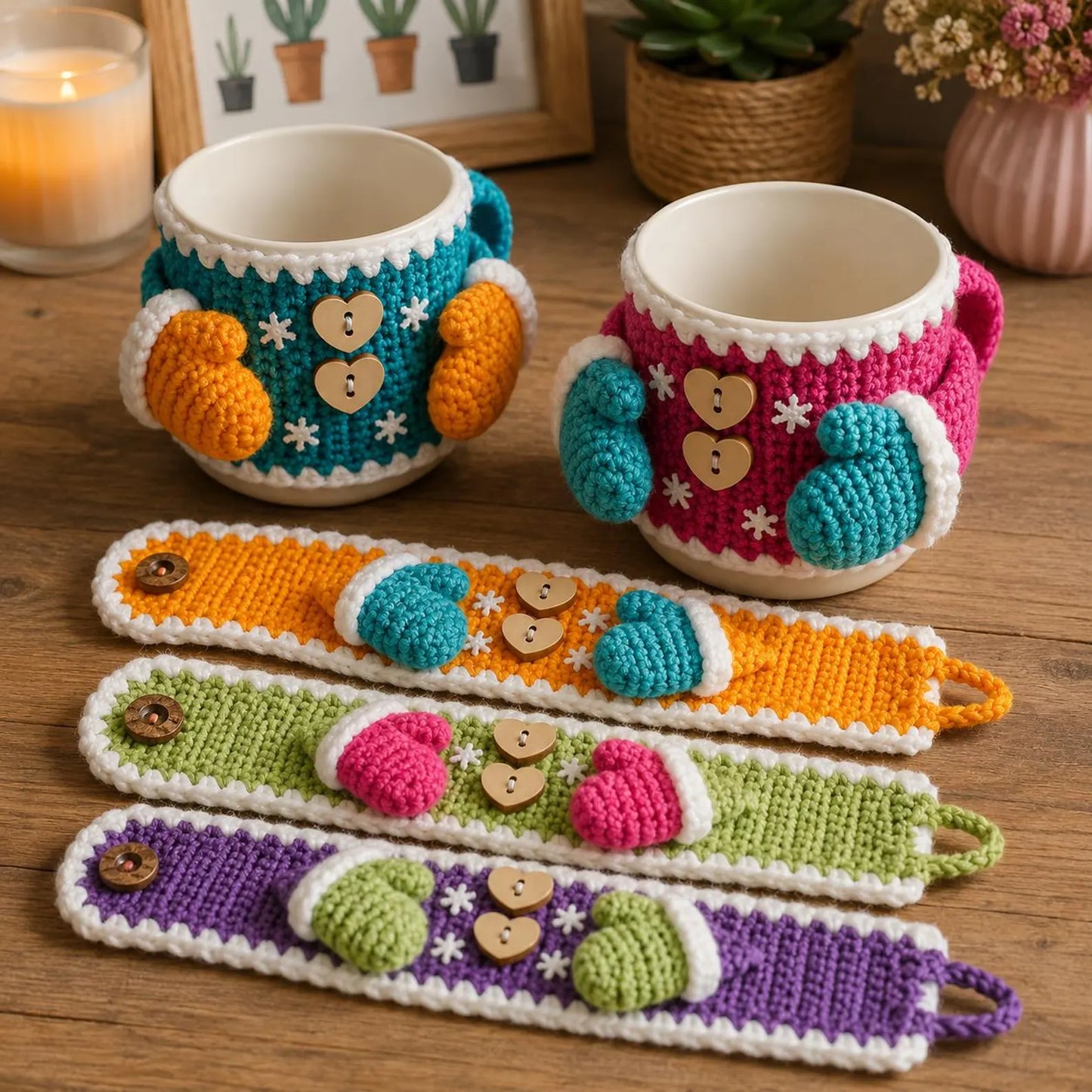 Winter Mitten Mug Cozy Crochet Pattern PDF, Christmas Mug Sleeve Crochet Pattern, Cute Crochet Cup Cozy, Holiday Coffee Cup Holder,