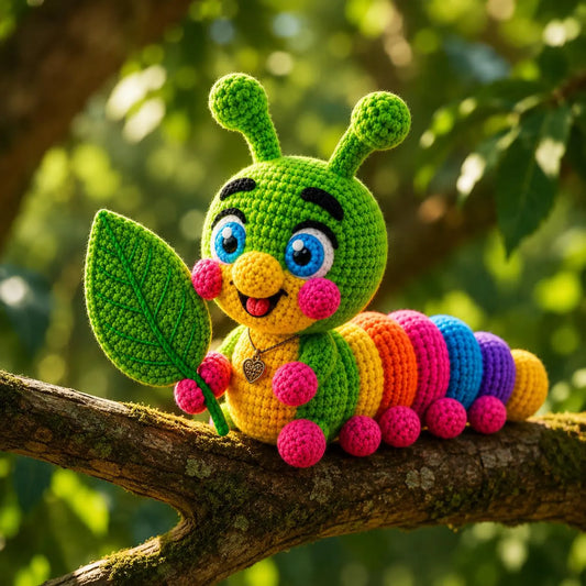 Rainbow Caterpillar Crochet Pattern PDF, Cute Amigurumi Bug Tutorial, Colorful Crochet Toy Pattern, Leaf Caterpillar Plush, Crochet Animal