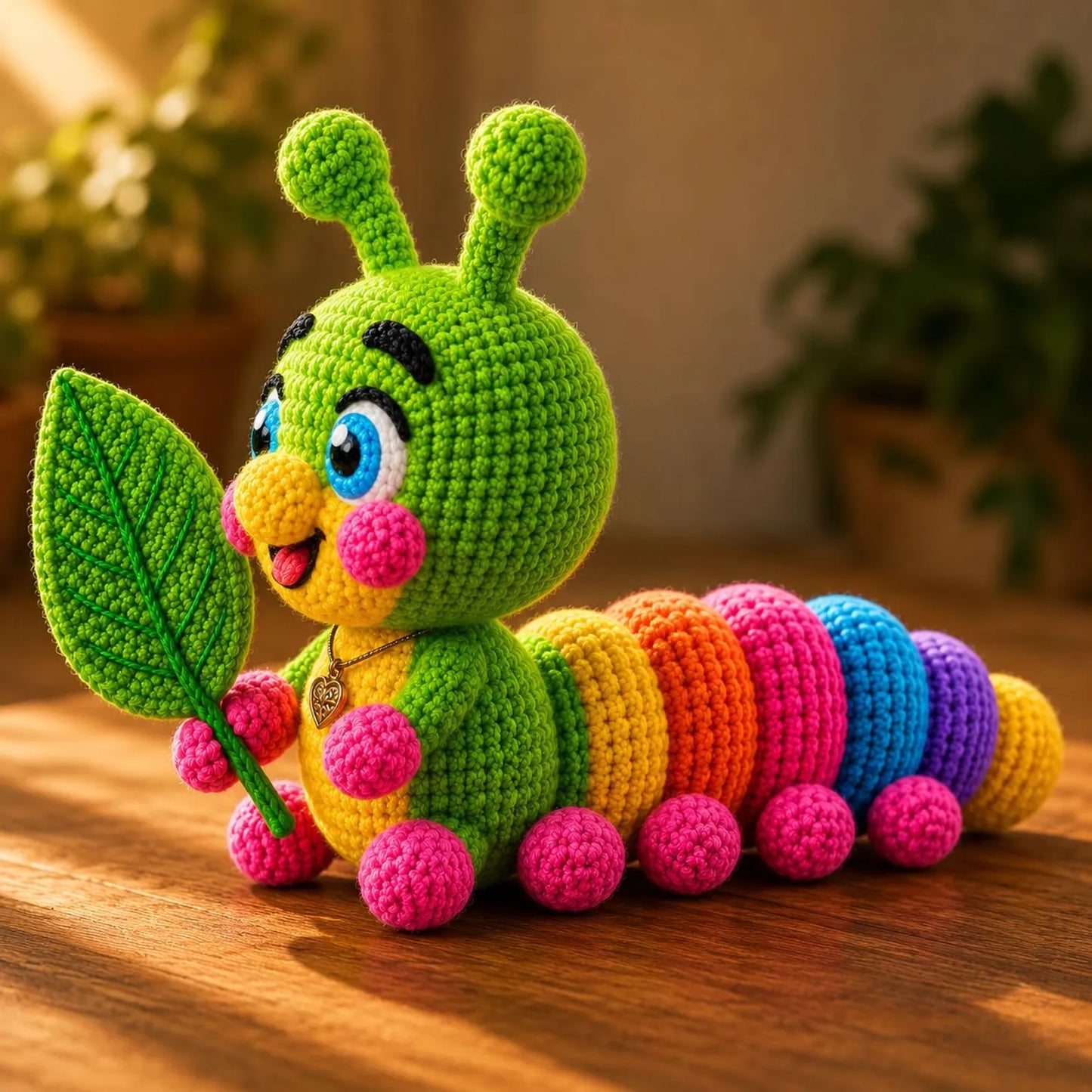 Rainbow Caterpillar Crochet Pattern PDF, Cute Amigurumi Bug Tutorial, Colorful Crochet Toy Pattern, Leaf Caterpillar Plush, Crochet Animal