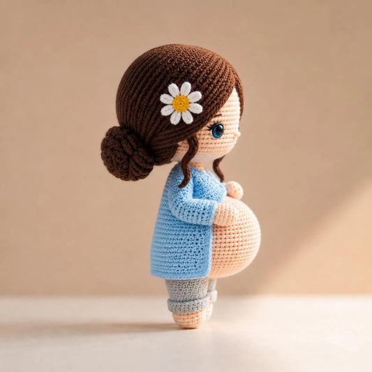 Pregnant Doll Crochet Pattern PDF, Cute Mommy Amigurumi Pattern, Pregnancy Crochet Doll Tutorial, Handmade Baby Shower Gift, Crochet Mom Dol