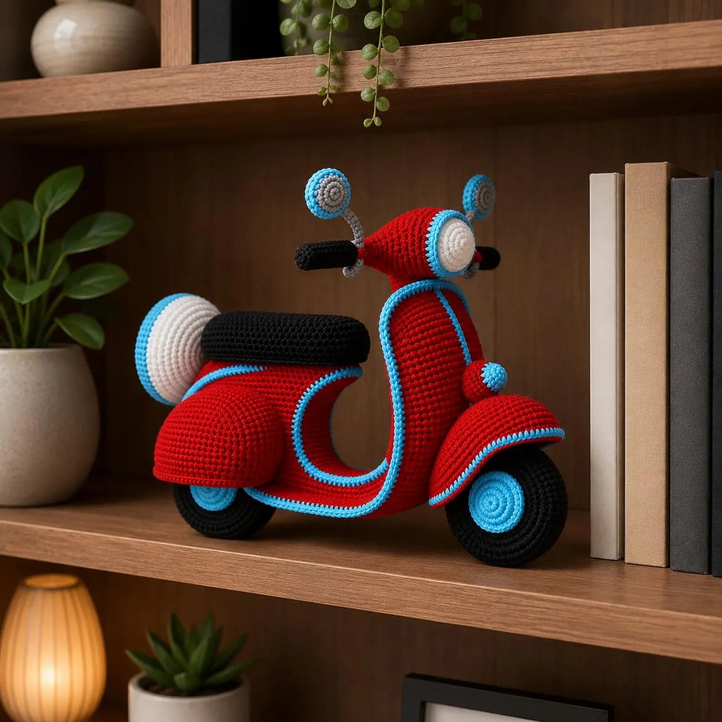 Retro Crochet Scooter Pattern PDF, Amigurumi Vespa Style Motorcycle Toy, Cute Crochet Vehicle Pattern, Handmade Gift