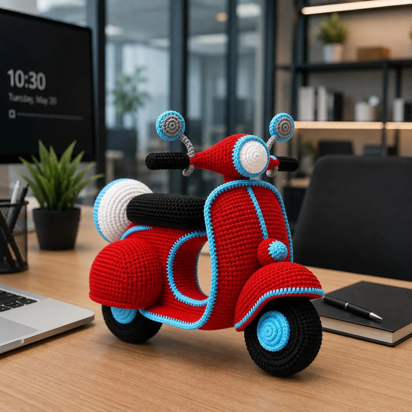 Retro Crochet Scooter Pattern PDF, Amigurumi Vespa Style Motorcycle Toy, Cute Crochet Vehicle Pattern, Handmade Gift