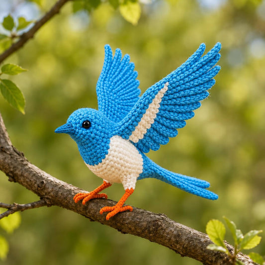 Blue Bird Crochet Pattern PDF, Amigurumi Bird Pattern, Flying Bird Crochet Tutorial, Realistic Bird Plush Pattern