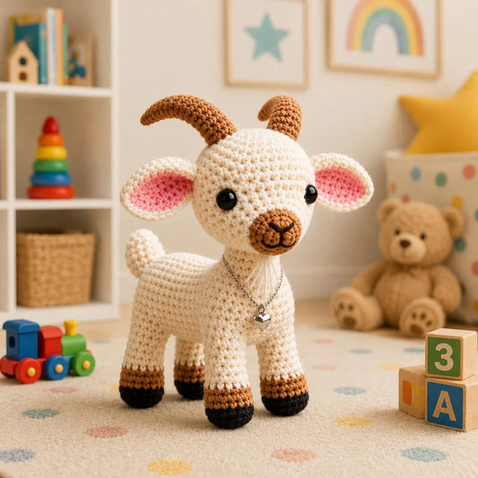 Crochet Goat Pattern PDF, Amigurumi Goat Tutorial, Farm Animal Crochet Pattern, Cute Baby Goat Plush, DIY Crochet Toy