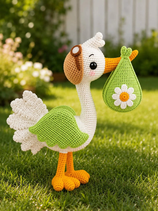 Stork Crochet Pattern PDF, Baby Stork Amigurumi Pattern, Cute Bird Plush Tutorial, Nursery Decor Crochet, Animal Crochet PDF