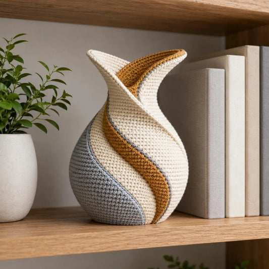 Crochet Spiral Vase Pattern PDF, Modern Amigurumi Home Decor, Twisted Basket Crochet Pattern, Scandinavian Vase Tutorial