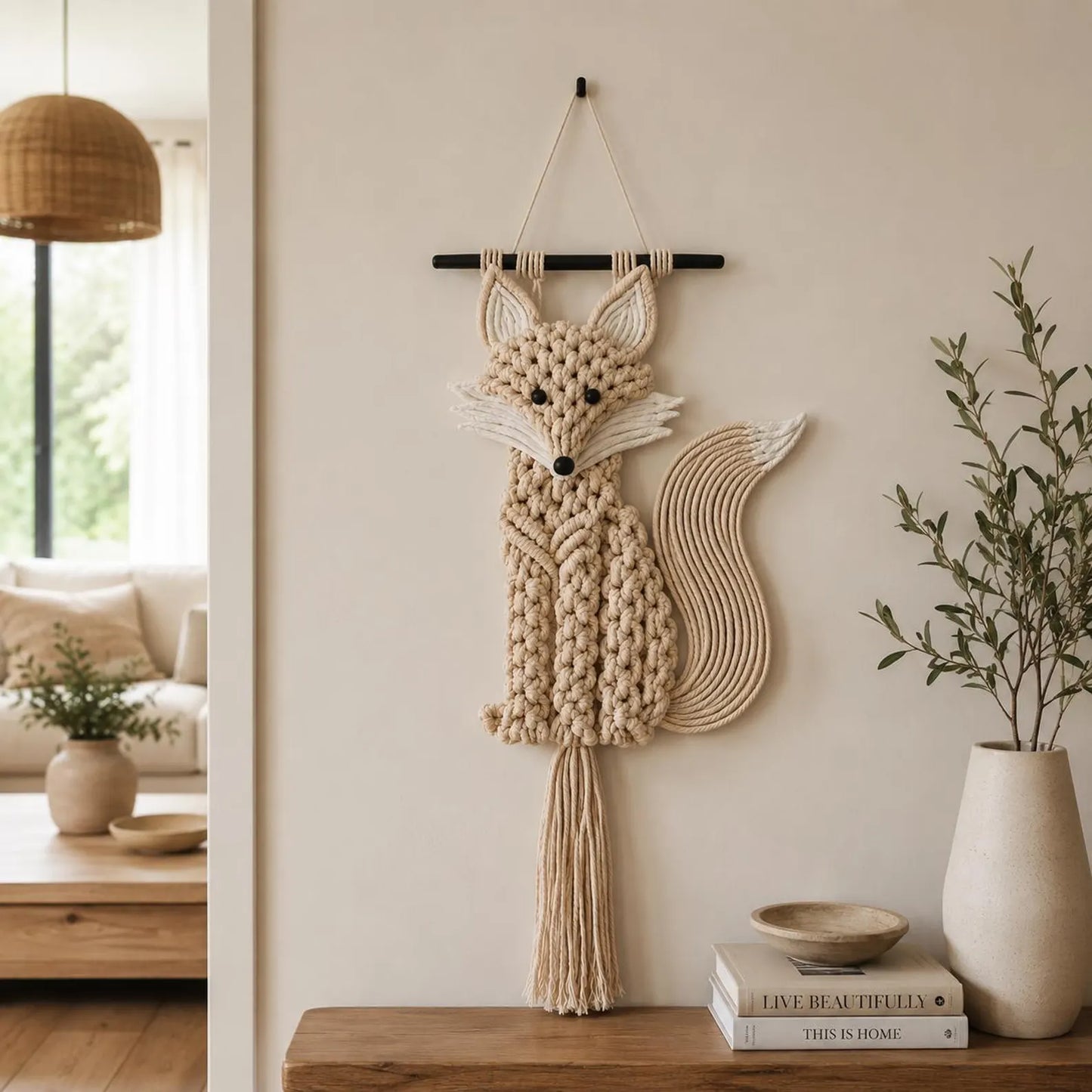 Macrame Fox Wall Hanging Pattern PDF, Boho Animal Macrame Tutorial, DIY Fox Fiber Art, Modern Nursery Wall Decor Pattern