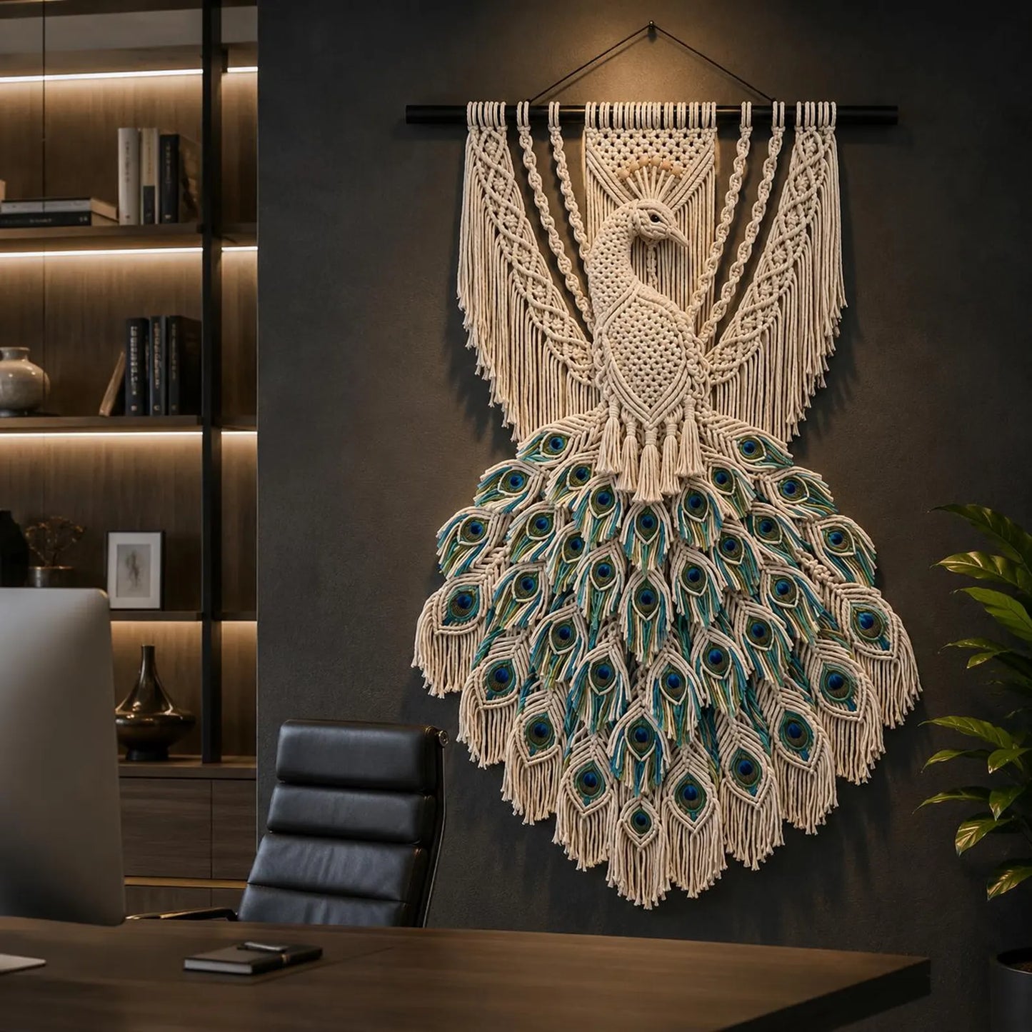 Macrame Peacock Wall Hanging Pattern PDF, Boho Peacock Fiber Art Tutorial, DIY Macrame Bird Decor, Modern Peacock Wall Art Pattern