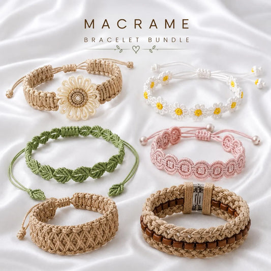 Macrame Bracelet Bundle Pattern | Boho Friendship Bracelets PDF | Handmade Knot Jewelry Tutorial Set | DIY Macrame Wristband Collection