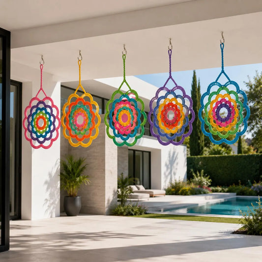 Rainbow Crochet Wind Spinner Pattern PDF, Colorful Boho Hanging Decor Crochet Pattern, Floral Mandala Wind Spinner Tutorial,Crochet Ornament