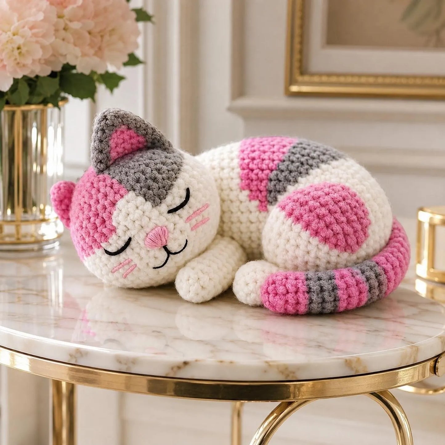 Sleeping Crochet Cat Pattern PDF, Amigurumi Cat Plush Tutorial, Cute Kawaii Kitten Crochet Pattern, Calico Cat Crochet PDF, Beginner Friendl