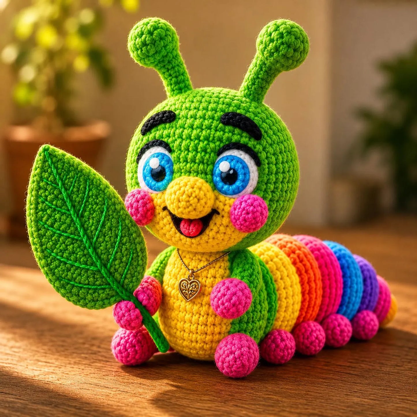 Rainbow Caterpillar Crochet Pattern PDF, Cute Amigurumi Bug Tutorial, Colorful Crochet Toy Pattern, Leaf Caterpillar Plush, Crochet Animal