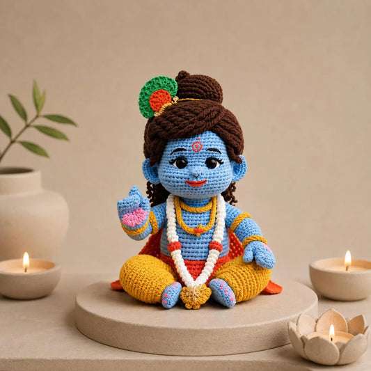 Krishna Crochet Pattern PDF, Baby Krishna Amigurumi Doll, Buddha Inspired Crochet Plush, Hindu Doll Pattern, Spiritual Crochet Toy DIY