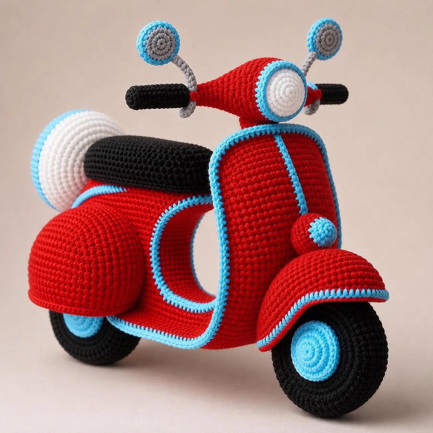 Retro Crochet Scooter Pattern PDF, Amigurumi Vespa Style Motorcycle Toy, Cute Crochet Vehicle Pattern, Handmade Gift
